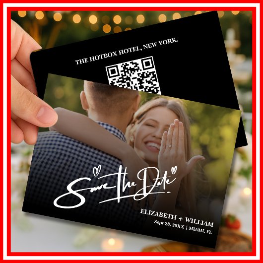 QR-Code für Schwarz-Weiß-Foto Elegante Hochzeit Save The Date