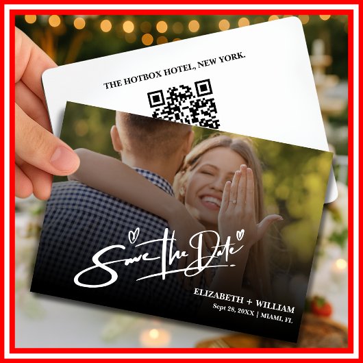 QR-Code für Schwarz-Weiß-Foto Elegante Hochzeit Save The Date