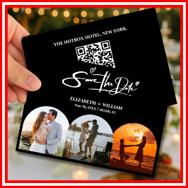 QR-Code für Schwarz-Weiß-Foto Elegante Hochzeit Save The Date