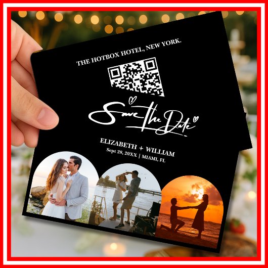 QR-Code für Schwarz-Weiß-Foto Elegante Hochzeit Save The Date