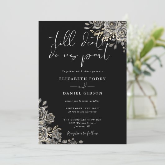 QR-Code für Schwarz-Weiß-Gotik Einladung (Stehend Vorderseite)