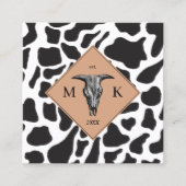 QR-Code für Schwarz-Weiß-Kuh-Spot Quadratische Visitenkarte (Vorderseite)