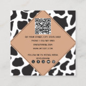 QR-Code für Schwarz-Weiß-Kuh-Spot Quadratische Visitenkarte (Rückseite)