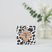 QR-Code für Schwarz-Weiß-Kuh-Spot Quadratische Visitenkarte (Stehend Vorderseite)