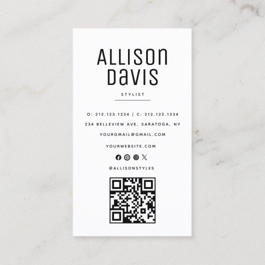 QR-Code für Schwarz-Weiß-Marmor Visitenkarte (Rückseite)