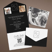 QR-Code für Schwarz-Weiß-Monogramm-Hochzeiten All In One Einladung