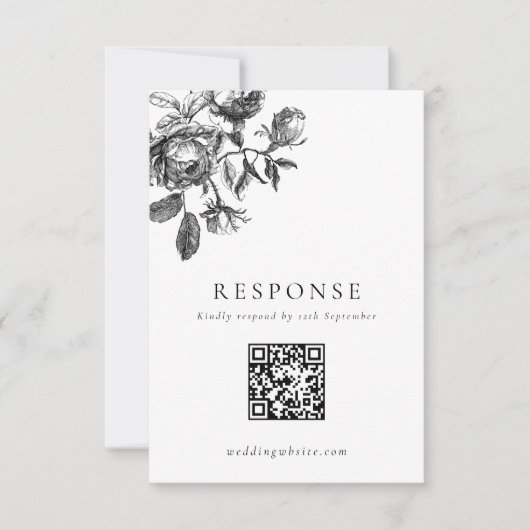 QR-Code für Schwarz-Weiß-Toile RSVP Karte (Vorderseite)