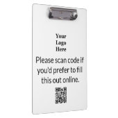 QR-Code für Schwarz-weiße Firmenlogos: Abschluss Klemmbrett (Rechts)