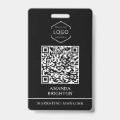 QR-Code für Schwarz-weiße Unternehmen Ausweis (Vorderseite)