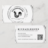 QR-Code für Schwarz-weißes Hühnchen Visitenkarte (Vorne/Hinten)