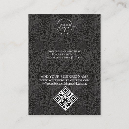 QR-Code für Schwarze Blume-Logos Necklace Earring  Visitenkarte (Rückseite)