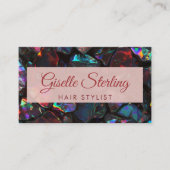 QR-Code für schwarze Haare Stylist Opal Gemstone Visitenkarte (Vorderseite)