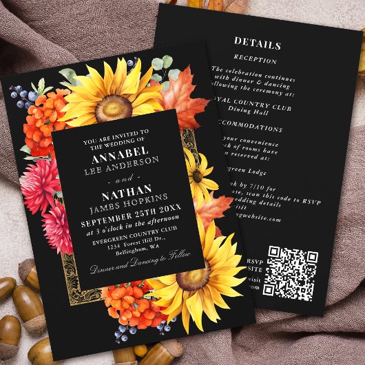 QR-Code für schwarze Herbstfarbe Einladung