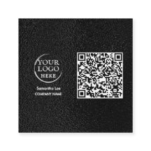 QR-Code für schwarze Leder - Geschäftskarte Modern