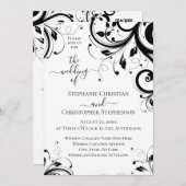 QR-Code für schwarze und weiße festliche Swirle -  Einladung (Vorne/Hinten)