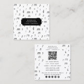 QR Code für schwarze und weiße Noten Quadratische Visitenkarte (Vorne/Hinten)