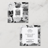 QR-Code für schwarze und weiße Peonfarben Quadratische Visitenkarte (Vorne/Hinten)