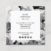 QR-Code für schwarze und weiße Peonfarben Quadratische Visitenkarte (Rückseite)