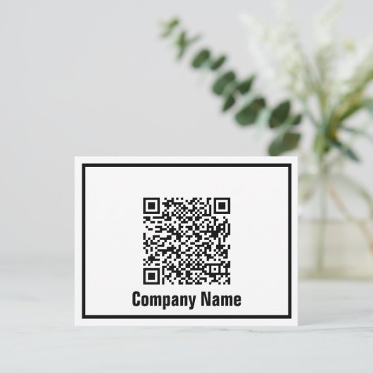 QR-Code für schwarze und weiße Unternehmen Postkarte (Stehend Vorderseite)