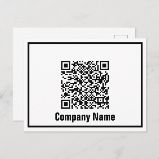 QR-Code für schwarze und weiße Unternehmen Postkarte (Vorne/Hinten)