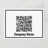 QR-Code für schwarze und weiße Unternehmen Postkarte (Vorderseite)