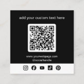 QR-Code für Schwarzes Logo Quadratische Visitenkarte (Rückseite)