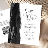 QR-Code für schwarzes Silber Save the Date Ankündigungspostkarte