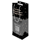 QR-Code für Schwarzes Weihnachtsgeschenk Geschenktüte Für Weinflaschen (Rückseite Schrägansicht)