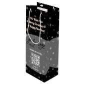 QR-Code für Schwarzes Weihnachtsgeschenk Geschenktüte Für Weinflaschen (Vorderseite Schrägansicht)
