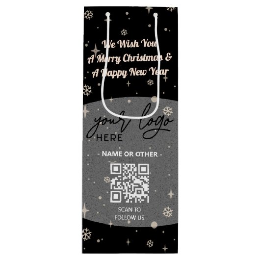 QR-Code für Schwarzes Weihnachtsgeschenk Geschenktüte Für Weinflaschen (Vorderseite)