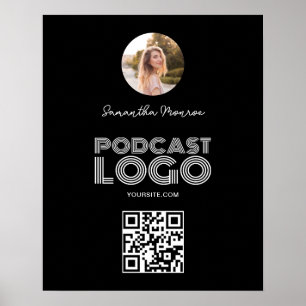 QR-Code für Schwarzweiß-Podcast-Logos Poster