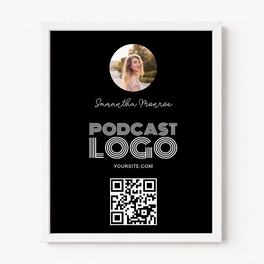 QR-Code für Schwarzweiß-Podcast-Logos Poster