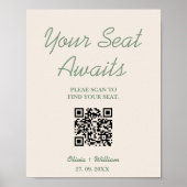 QR-Code für Seekarten für grüne Hochzeitssitze Poster (Vorne)