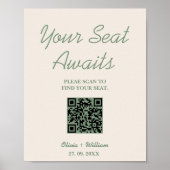 QR-Code für Seekarten für grüne Hochzeitssitze Poster (Vorne)