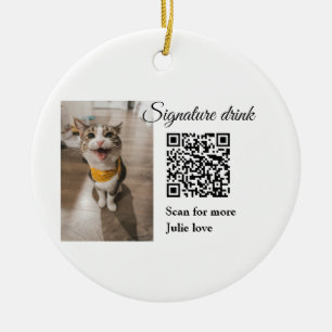 QR-Code für Signatur-Getränk hinzufügen Name des F Keramik Ornament