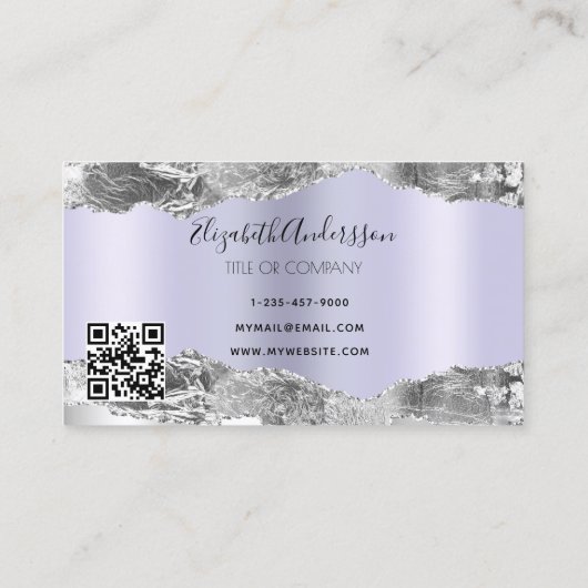 QR-Code für silberviolette Marmorplatte Visitenkarte (Rückseite)