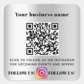 QR-Code für Silver Business folgen Quadratischer Aufkleber (Vorderseite)