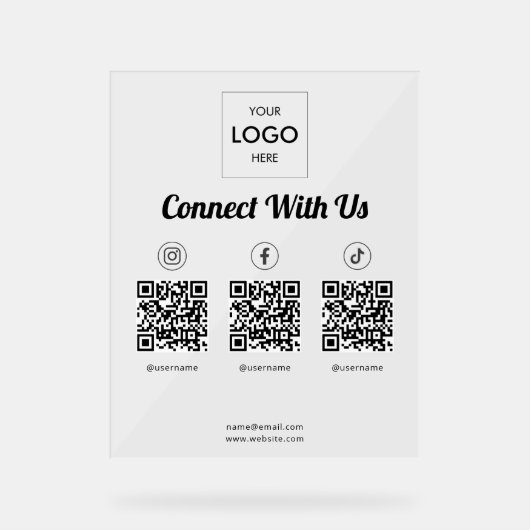 QR-Code für Social Media Acrylschild (Vorderseite)