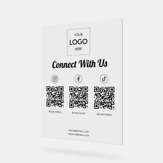 QR-Code für Social Media Acrylschild (Winkel)