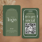 QR-Code für Social Media Boho Sage Green Modern Lo Visitenkarte