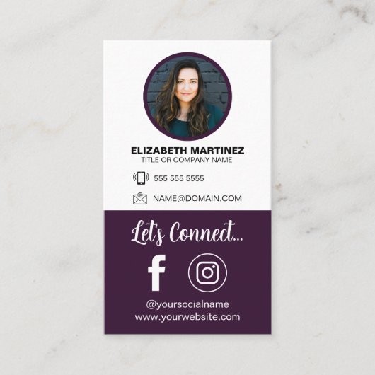 QR-Code für Social Media Foto und Firmenlogo für M Visitenkarte (Vorderseite)