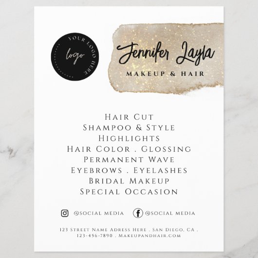 QR-Code für Social Media Modern Gold-Logo Minimali Flyer (Vorne)