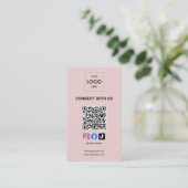 QR-Code für Social Media Modern Logo Rosa Visitenkarte (Stehend Vorderseite)