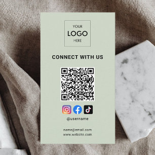 QR-Code für Social Media Moderne Logoauswahl Grün Visitenkarte