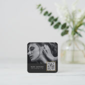 QR-Code für Social Media - Moderne schicke Foto Quadratische Visitenkarte (Stehend Vorderseite)