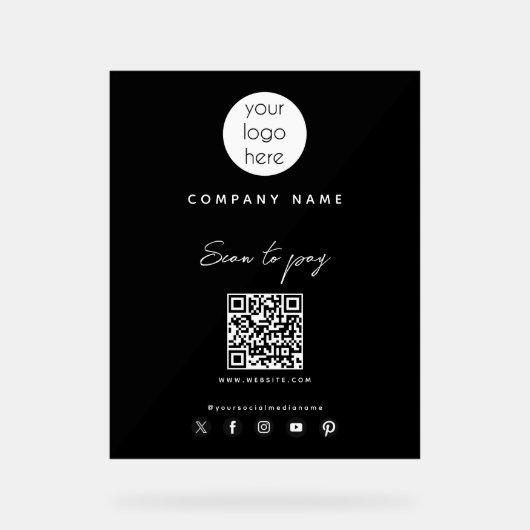 QR-Code für Social Media: Prüfung von Firmenlogos  Acrylschild (Vorderseite)