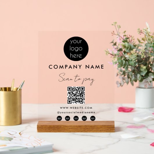 QR-Code für Social Media: Prüfung von Firmenlogos Acrylschild