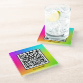 QR-Code für Social Media Square Glasuntersetzer (Schrägansicht)