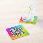 QR-Code für Social Media Square Rechteckiger Pappuntersetzer (Vor Ort)