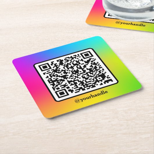 QR-Code für Social Media Square Rechteckiger Pappuntersetzer (angewinkelt)